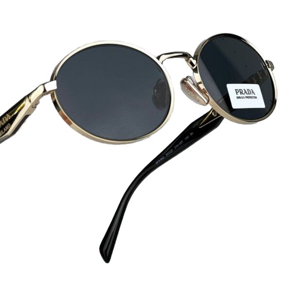 PRADA PR 65ZS ZVN09T Gold Black Blue Grey Lenses Sunglasses AUTHENTIC main image 5
